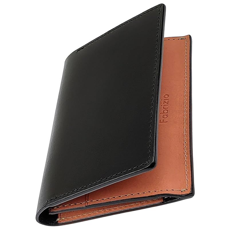 [ファブリツィオ] 名刺入れ メンズ レディース めいしいれ 名刺ケース 高級 イタリアン レザー 薄型 おしゃれ 大容量 名刺いれ 男性 女性 本革 (ブラック)