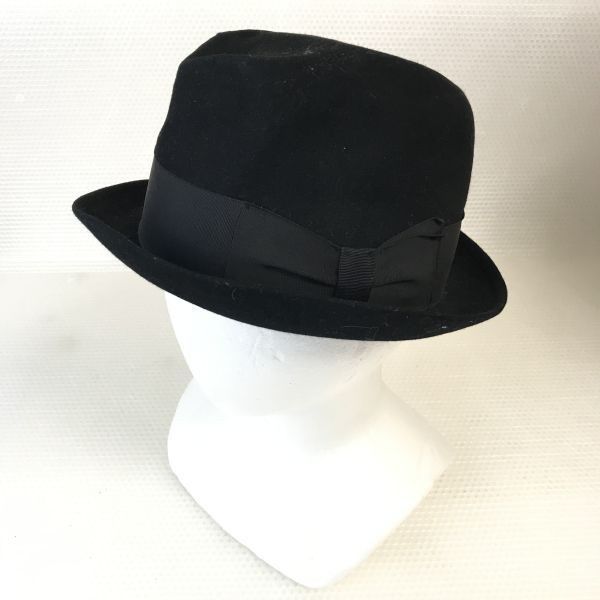 70s-80s頃?ビンテージ Cavanagh|カヴァナ フェドラハット|ソフトハット サイズフリー|黒|Black hat◆XCB81<sale>