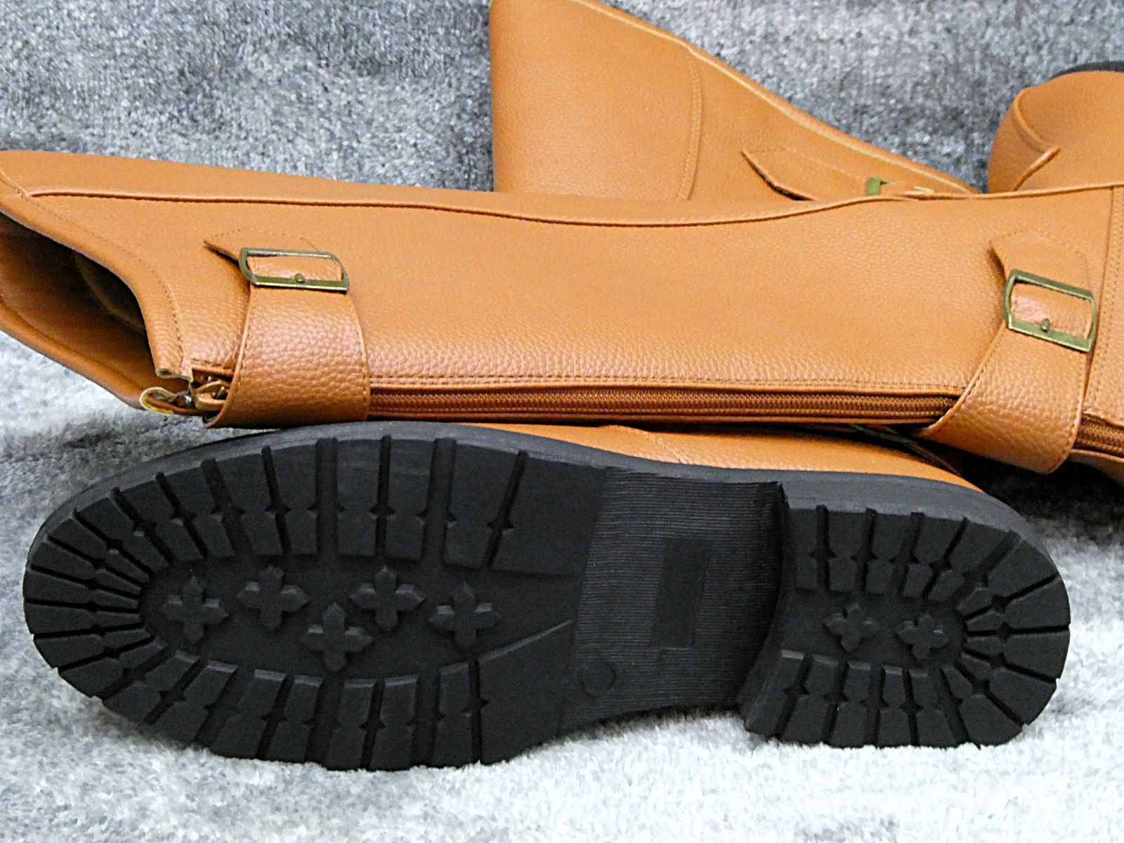 特攻ブーツ カーキ |ブラウン 黄土色 旧車會 暴走族 斜め カット ライダーブーツ 東京リベンジャーズ