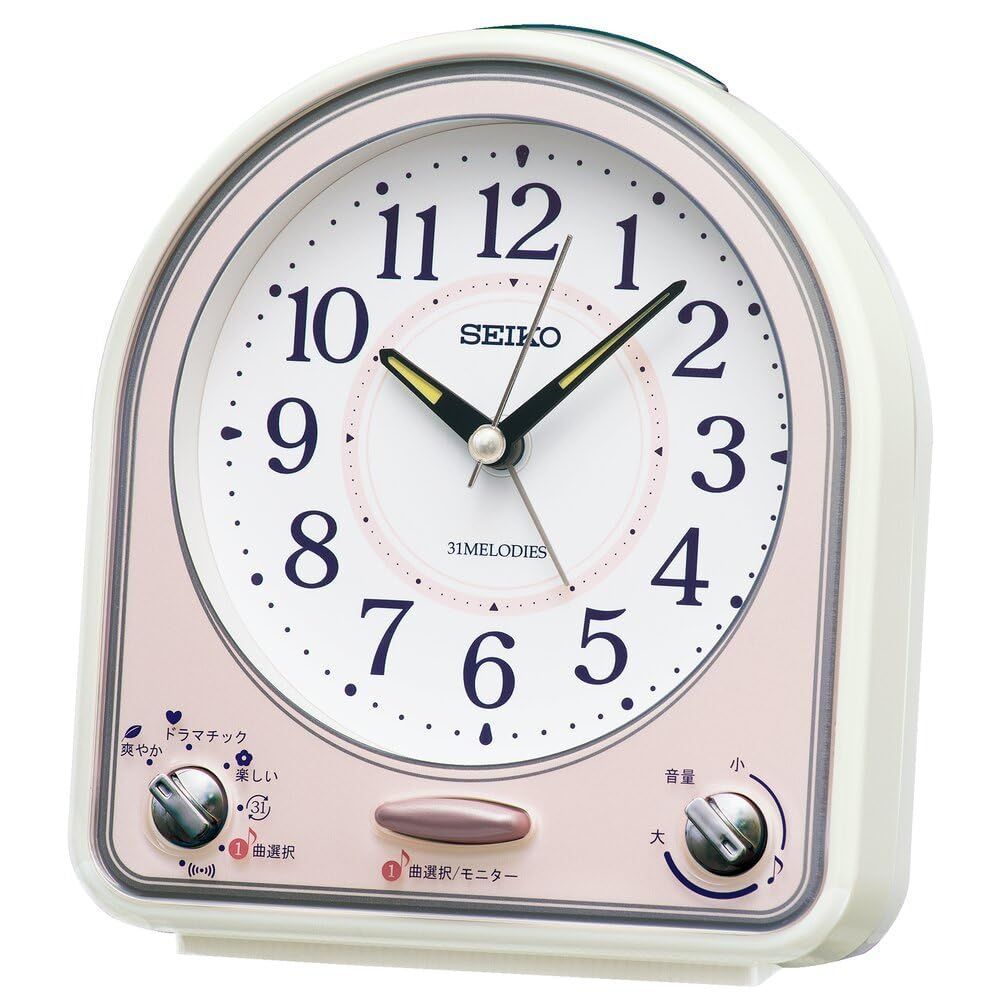 白パール_2023年モデル セイコークロック(Seiko Clock) 目覚まし時計 置き時計 アナログ 31曲 メロディ アラーム 白パール ・一部ピンクパール 139×126×70mm QM750P - メルカリ