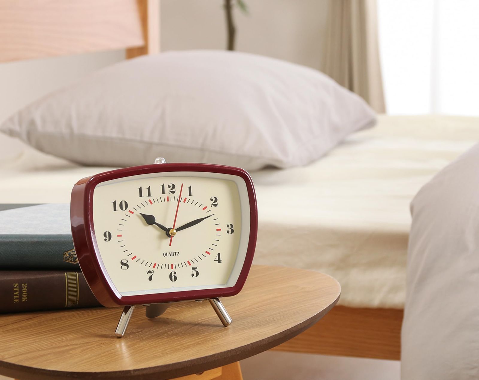 新品 不二貿易 置き時計 幅14.6×奥行6.6×高さ14.1cm レッド