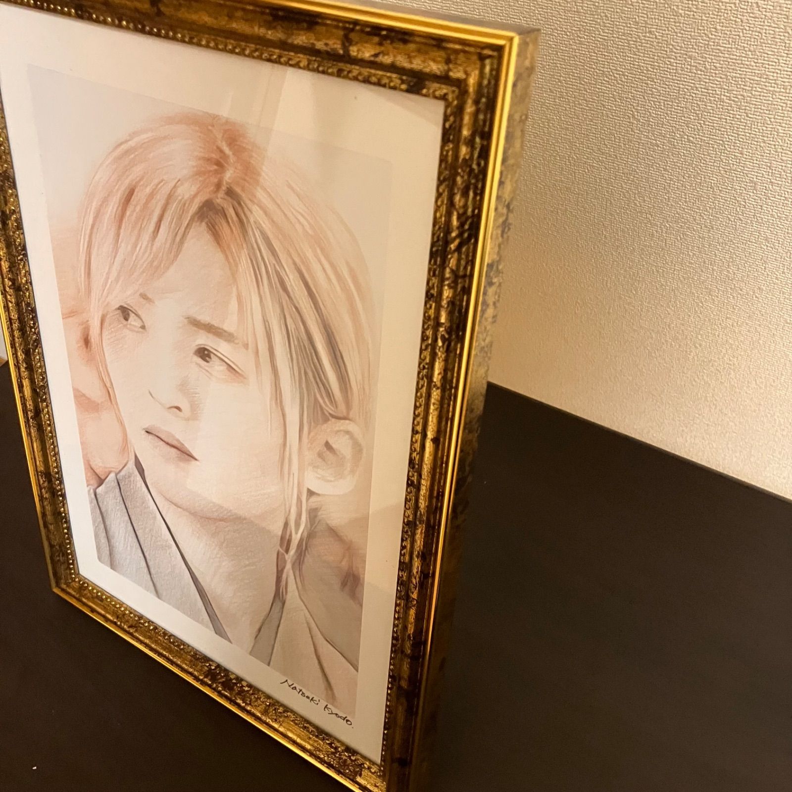 50 荒井草雨 肉筆画 額