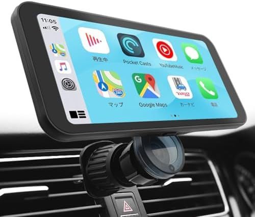 ♥ 超軽量 取付簡単 ニコマク NikoMaku ポータブル ディスプレイオーディオ Carplay スマートディスプレイ カーナビ SD-1M エアコン吹き出し口ホルダー付 Android Auto対応 高速接続 車載モニター タッチスク