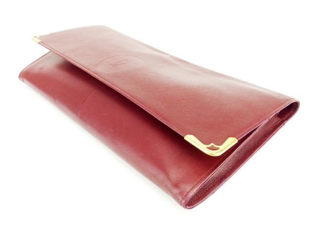 ヴィンテージ【 Cartier/カルティエ 】セカンドバッグ/クラッチバッグ ポーチ/マストライン ボルドー レッド/レザー 皮 革 ブランド 小物 カルティエ クラッチバッグ セカンドバッグ マストライン ボルドー