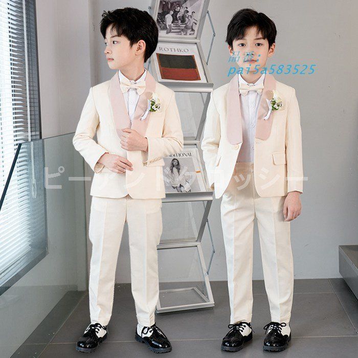 フォーマルスーツ 男の子 スーツセット おしゃれ ホワイト 白 子供服 結婚式 3点セット キッズ パンツ ブレザー 発表会 卒業式 入学式 pai5a583525