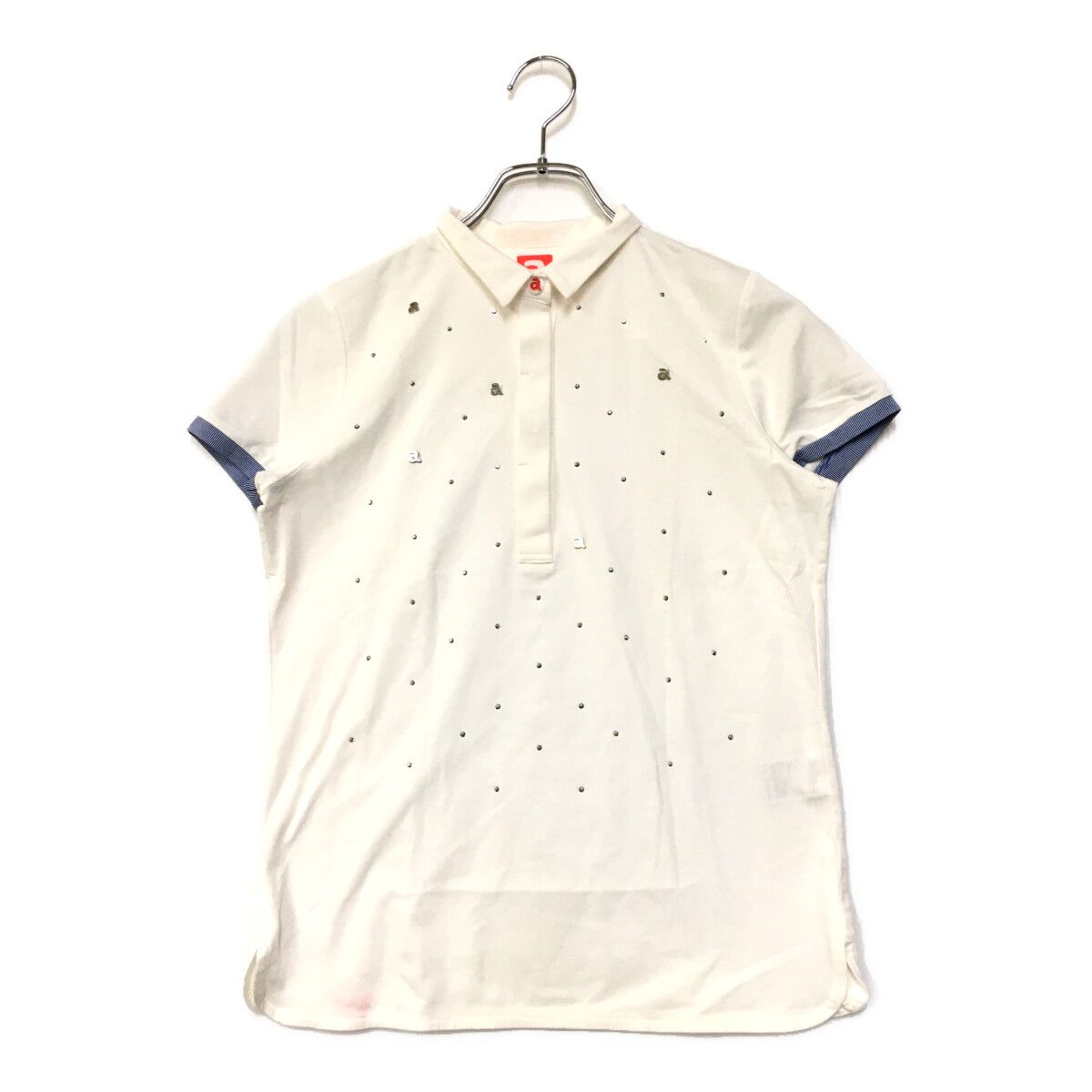 archivio - coco 中古 アルチビオ archivio レディース 半袖ポロシャツ 36(S) 白 ホワイト ビジュー付き 中古 レディース アルチビオ archivio 半袖ポロシャツ 36(S) 白