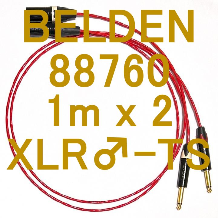 BELDEN 88760 PA DJ DAW 配信 AUDIO 用途 Cable Neutrik G Plated XLRオス ⇔ TSフォン 1m LR Set