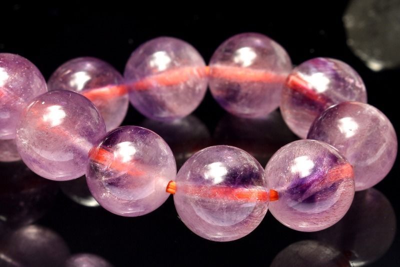 １点物 高品質 華やか ピンクスーパーセブンアメジスト 8.5mm ブレスレット パワーストーン 天然石 _MA8372