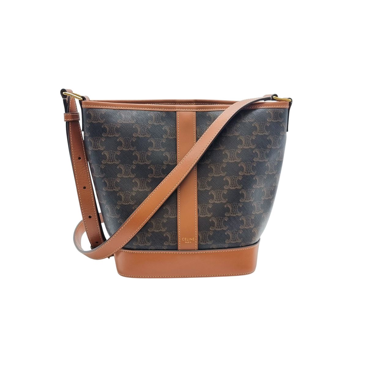スモール Celine(セリーヌ) トリオンフ キャンバス カーフレザー バケットバッグ CEB090441