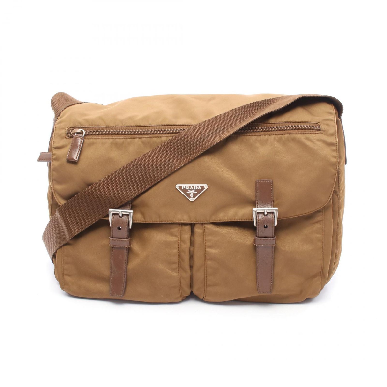 プラダ PRADA ショルダーバッグ VELA BT1738 ブラウン ナイロン レザー 