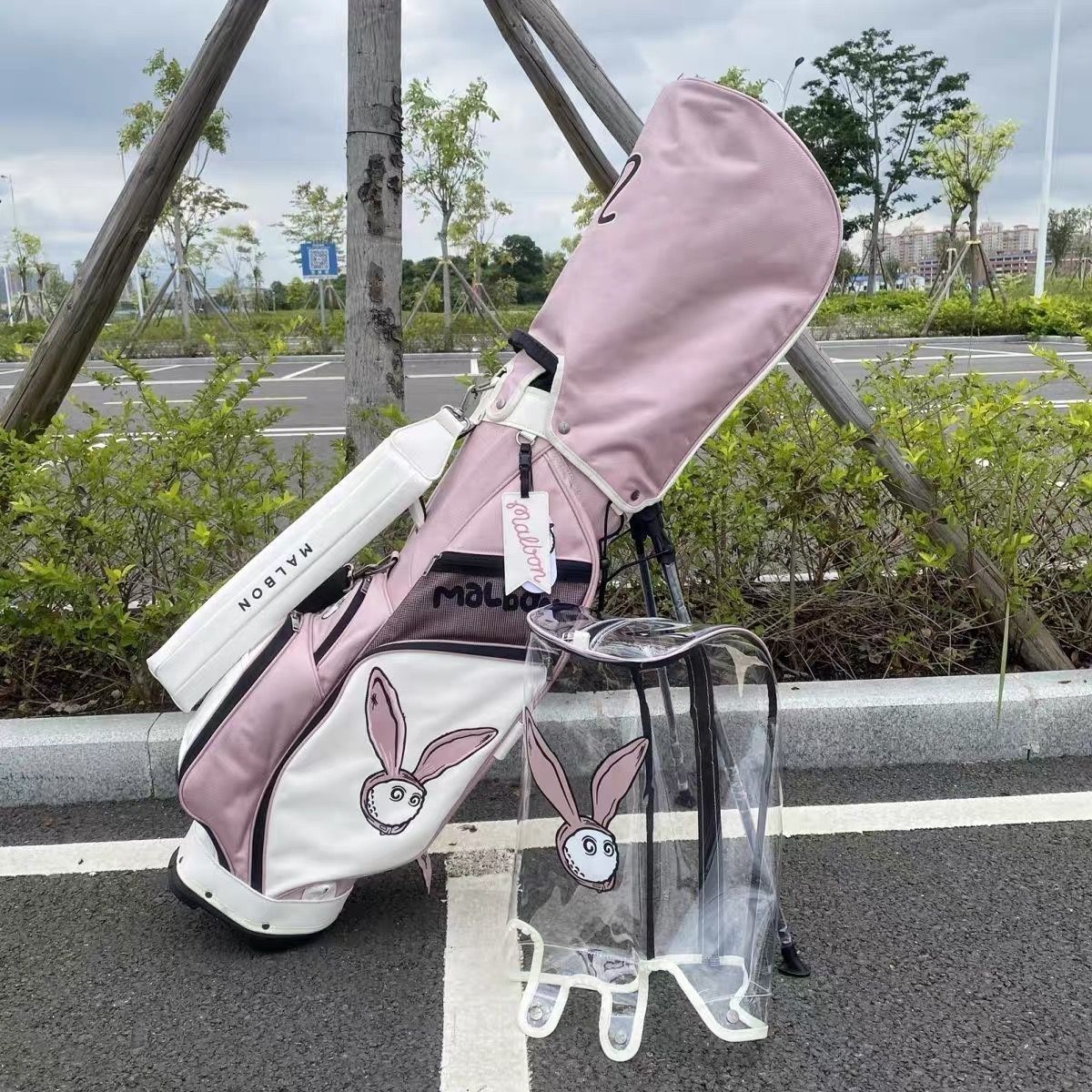 マルボンゴルフ ゴルフバッグ キャディーバッグ ピンク malbon golf Malbon マルボン ゴルフ キャディバッグ ピンクキャスター型 ゴルフバッグ