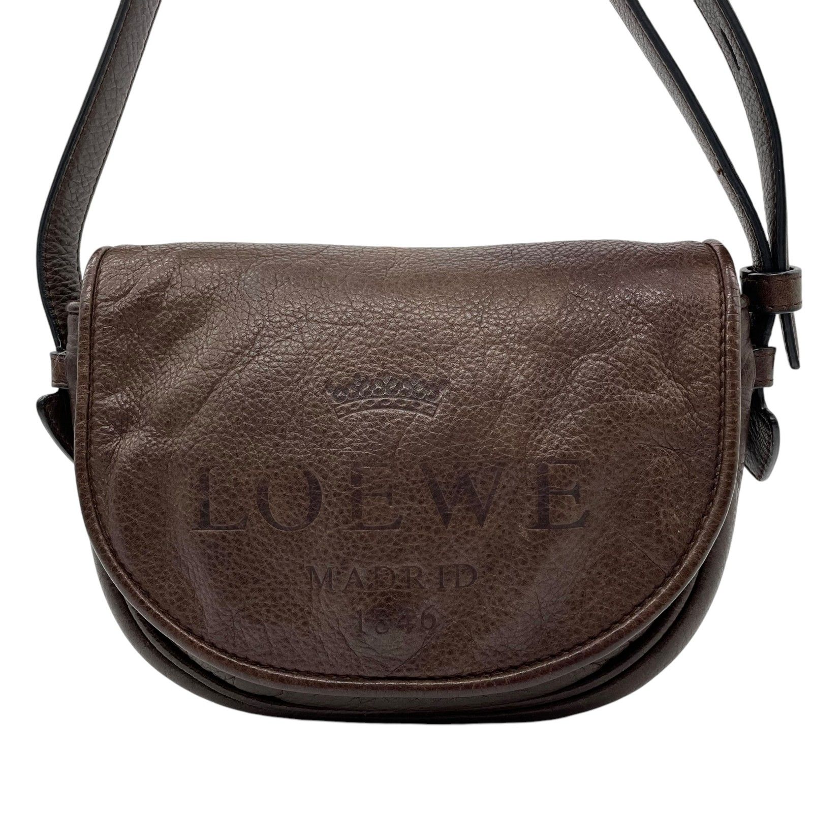 ロエベ LOEWE ヘリテージ ショルダーバッグ 本革 ダークブラウン 