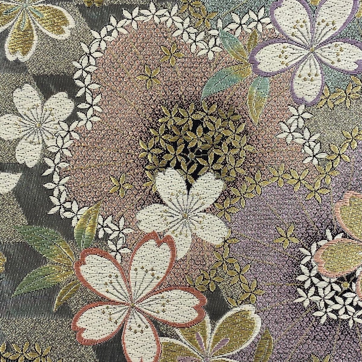振袖 身丈165cm 裄丈67.5cm L 袷 袋帯フルセット 桜 七宝 金糸