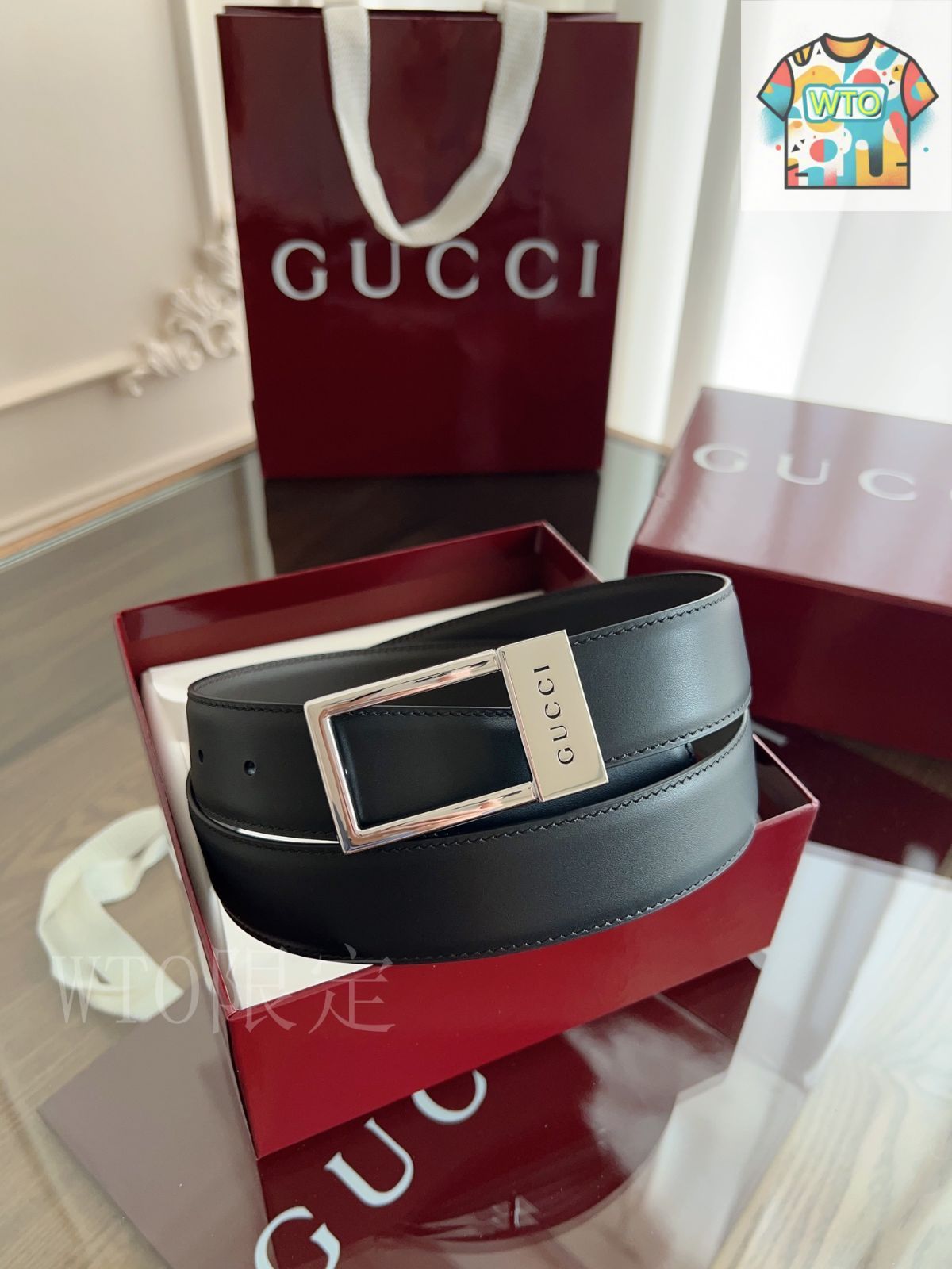今日WTO】Gucci スクエアバックルニューベルト-1-YE14 - メルカリ