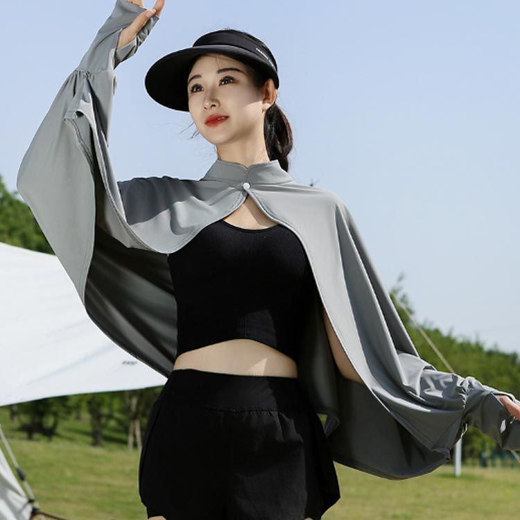 大特価市 立ち襟 UVカット ケープ マント 冷感 ポンチョ UPF50+ 服&ファッション小物