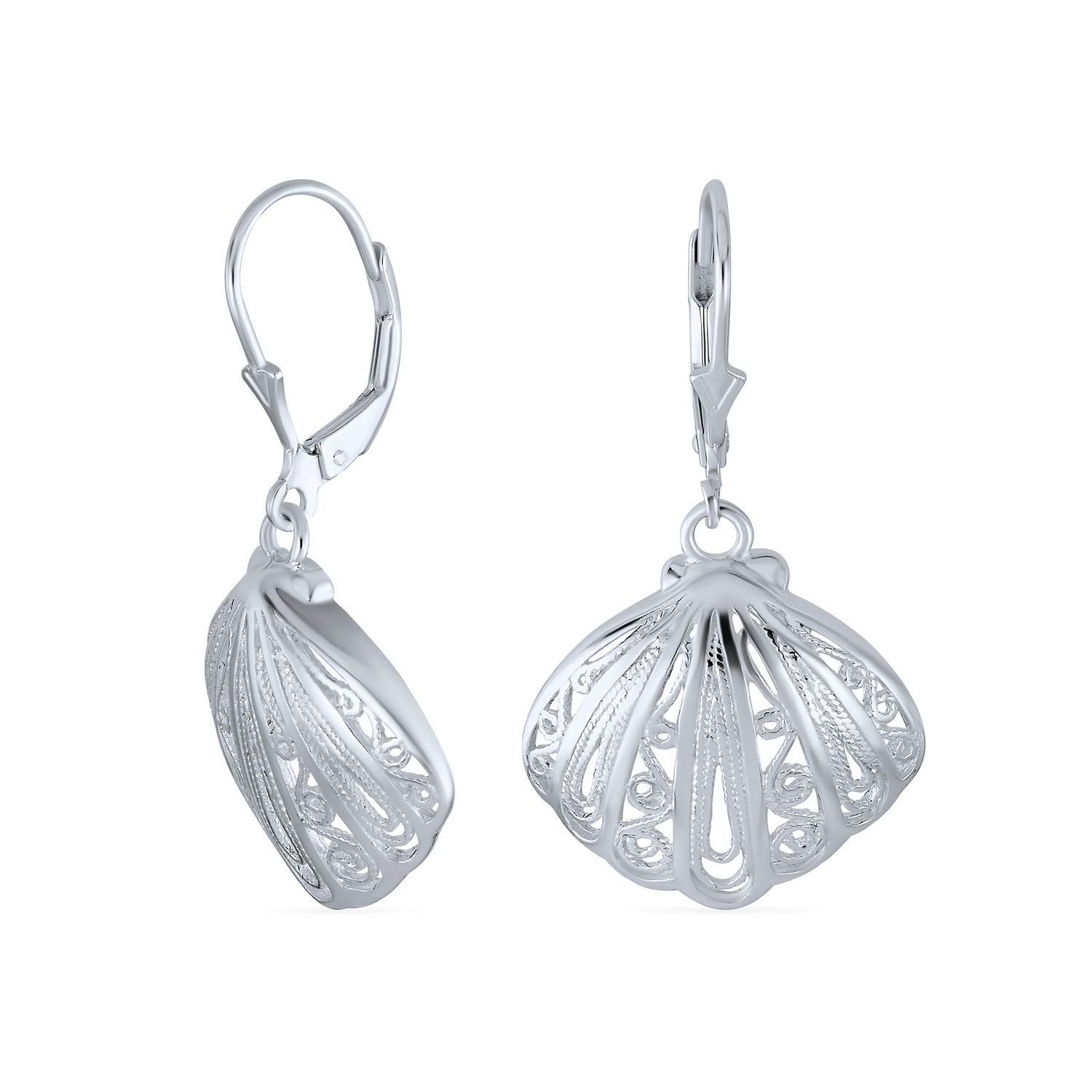 14K ホワイトゴールド サンドダラー 海 星 ヒトデ ネックレス ペンダント チャーム 海 貝殻 ファインジュエリー 女性へのギフトに Bling Jewelry トロピカル ビーチ休暇航海マルチ チャーム