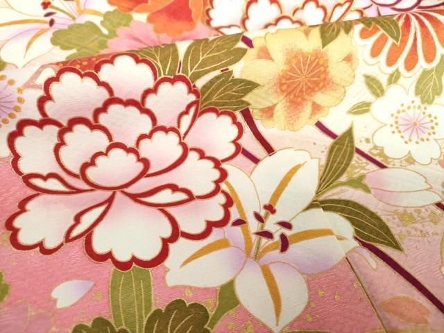 平和屋着物○豪華振袖 舞桜 花手毬 暈し染め 金彩 正絹 逸品