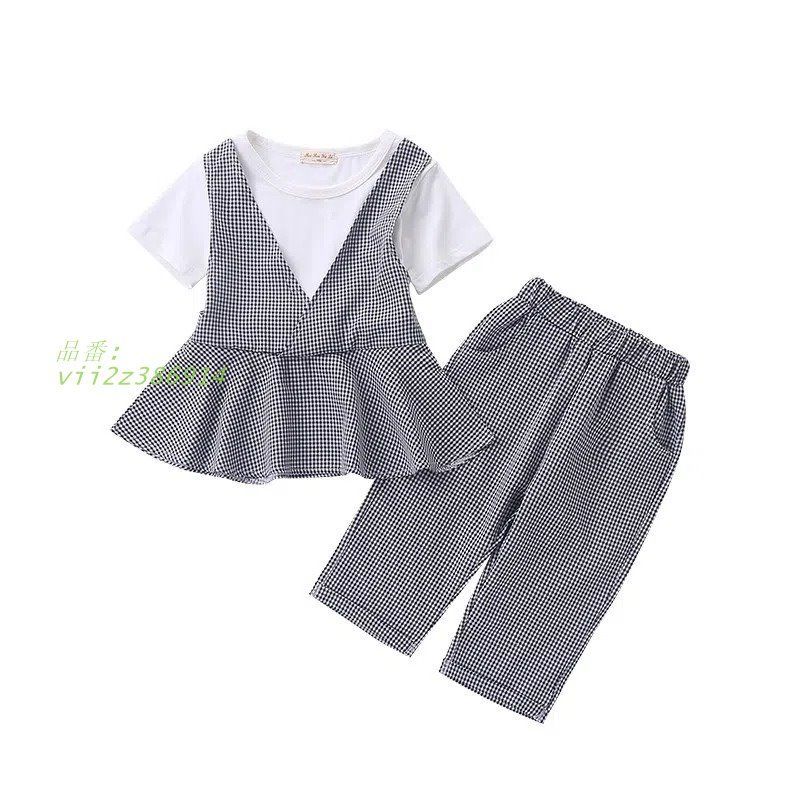 子供服 キッズ 女の子 セットアップ 夏服 七分丈 普段着 ガールズ パンツ レギンス カジュアル 上下セット レギパン  vii2z386914