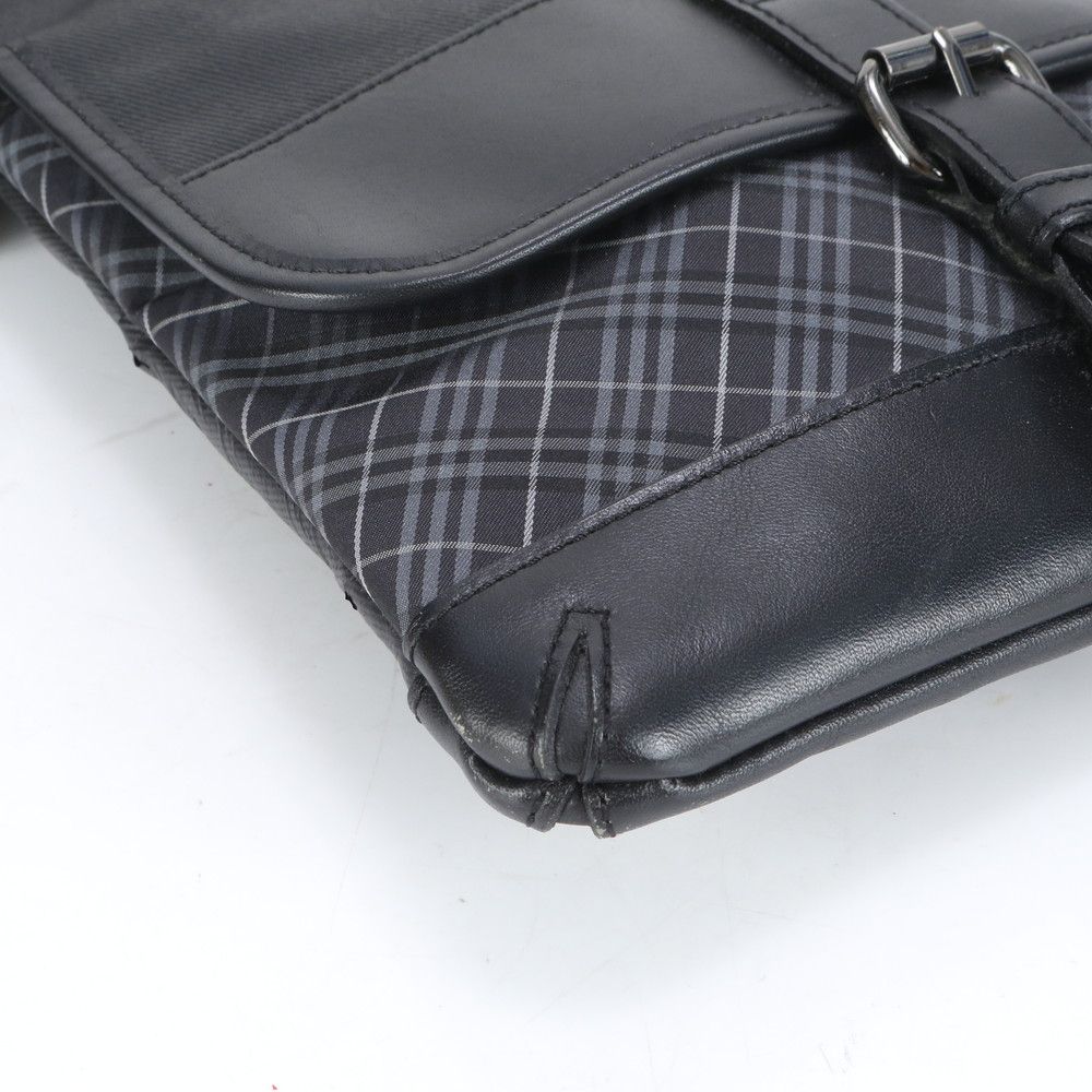 BURBERRY ビジネスバッグ ショルダー チェック レザー ナイロン 黒 美品✨バーバリー ショルダーバッグ ナイロン×レザー ノバ