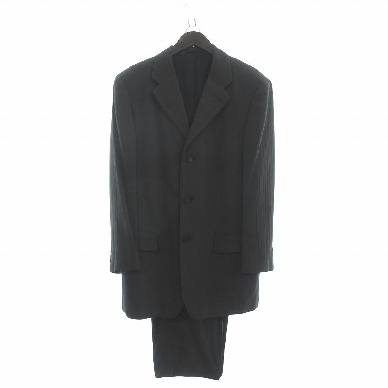 イッセイミヤケメン ISSEY MIYAKE MEN スーツ セットアップ テーラードジャケット シングル 3B スラックス ワンタック ウール混 無地 ダークグレー XL
