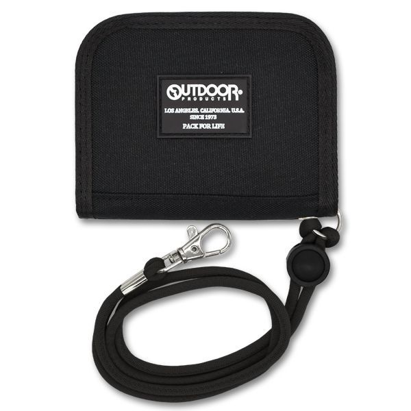 【ワッペン ブラック/ホワイトL23201】 財布 二つ折り ネックストラップ OUTDOOR アウトドアプロダクツ メンズ 男の子 小学生 中学生 高校生 男子 キッズ 子供 おしゃれ ミニ財布 サイフ 小さめ 