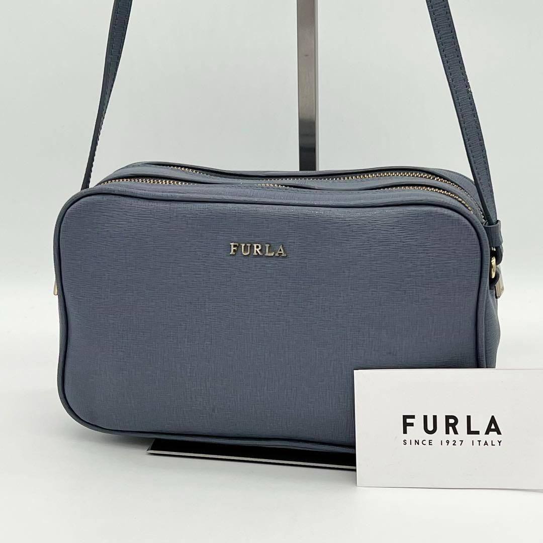 【良品】FURLA LILLI カメラバッグ ショルダーバッグ ブルー 良品】FURLA LILLI カメラバッグ ショルダーバッグ ブルー