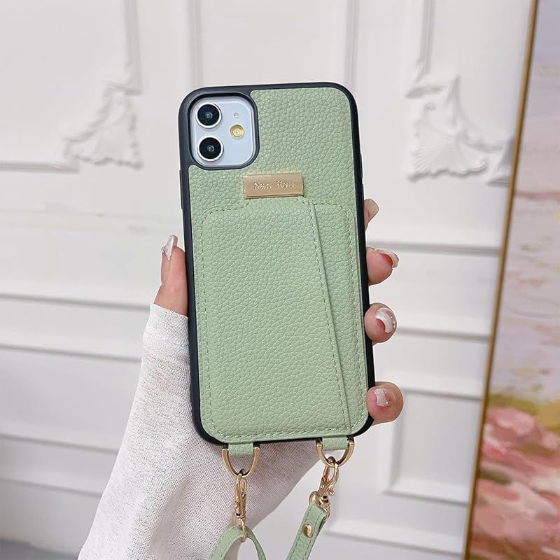 新品　NanHou iPhone 11 ケース 手帳型 高質PU(超繊皮革) ファッション手帳型 斜めショルダーストラップ付き（長さ調整可能）耐衝撃 保護 カバー 内蔵 自吸式開閉 マグネット 背面鏡付き 人気 携