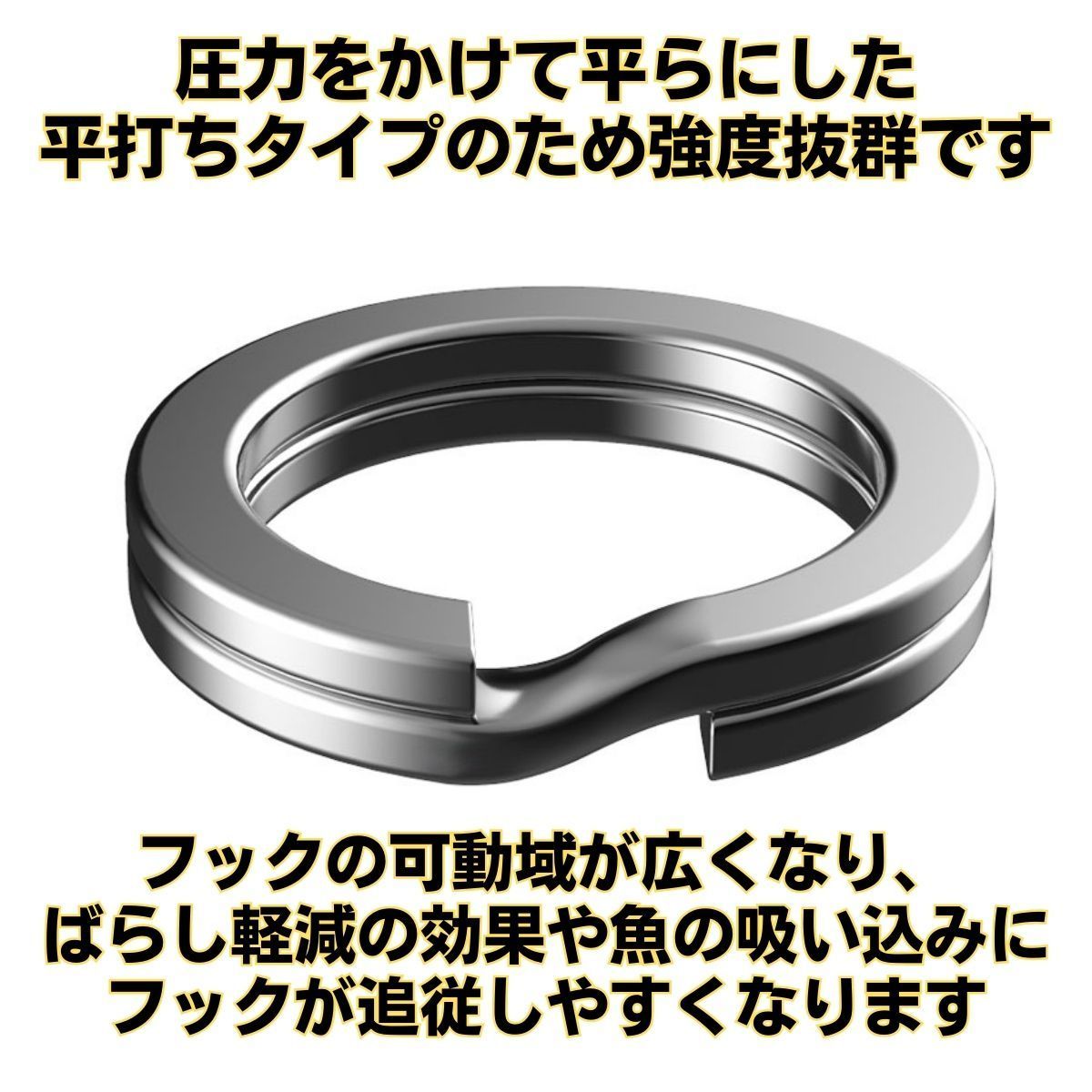 スプリットリング 釣り セット 5サイズ 平打ち 200個入 収納ケース付