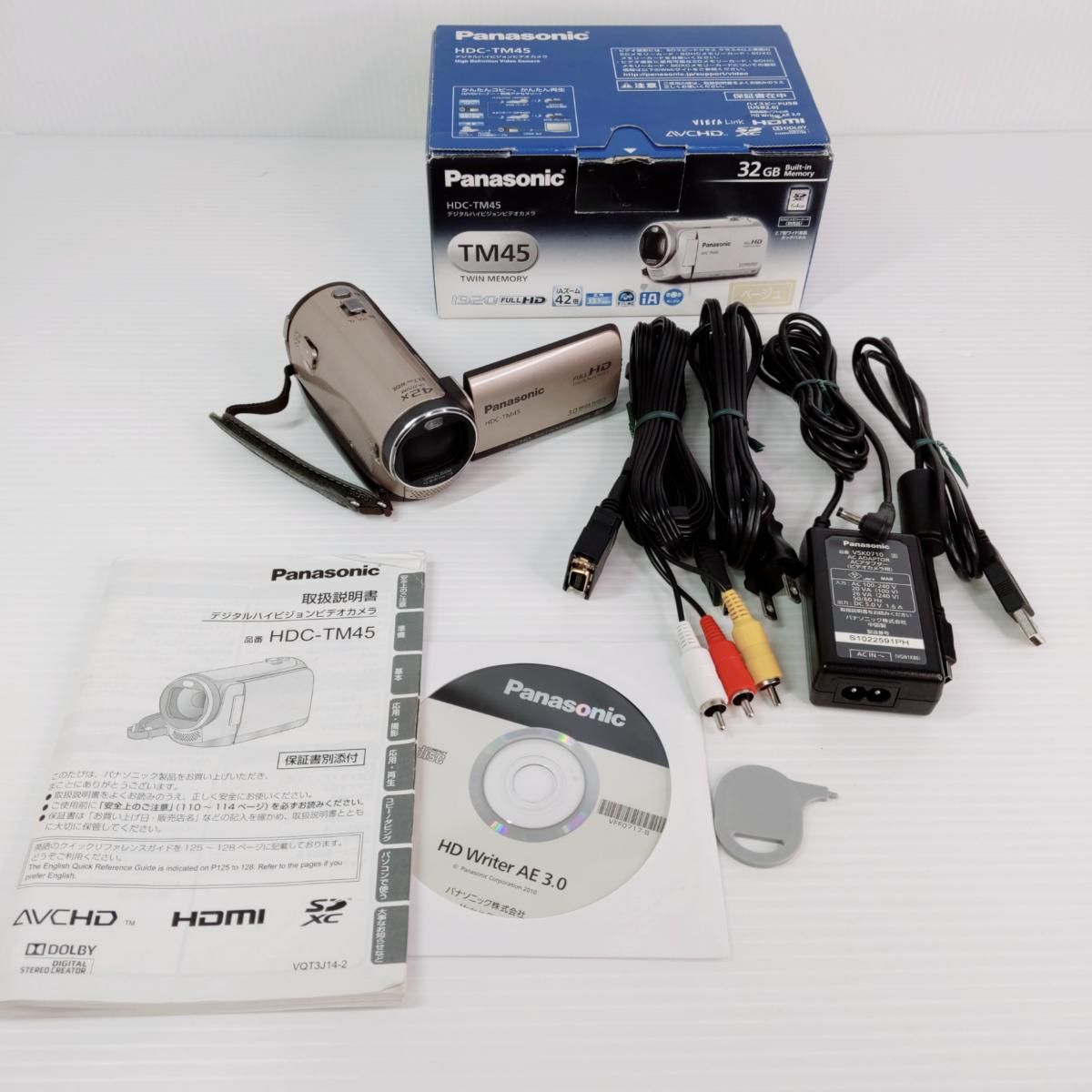 品 パナソニック デジタルハイビジョンカメラ HDC-TM45-C 内蔵メモリー32GB 2011年製○YR-54113○