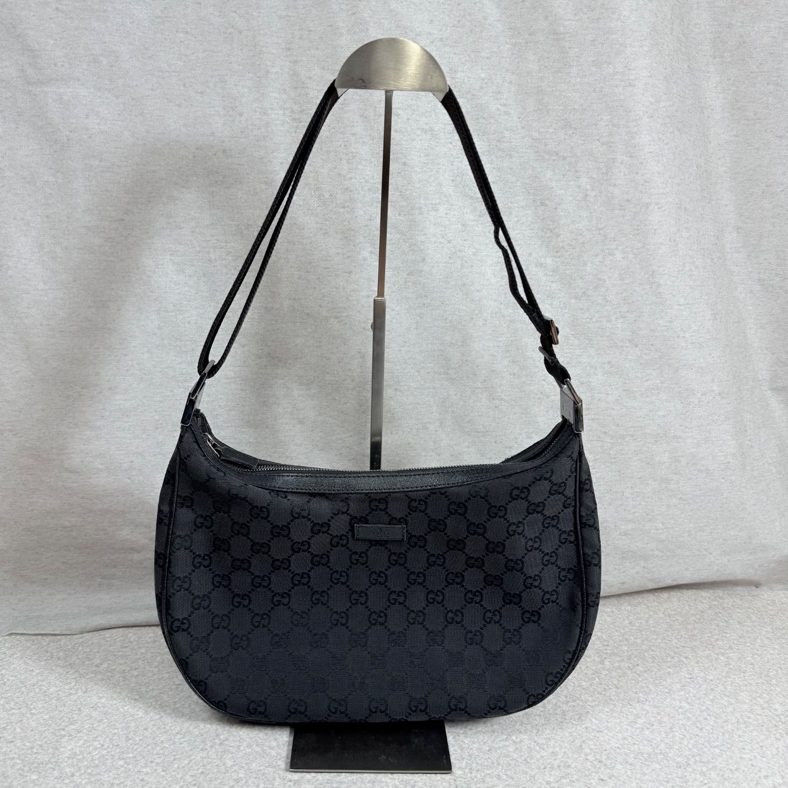 グッチ GUCCI GGキャンバス ショルダー バッグ レザー ブラック 122790