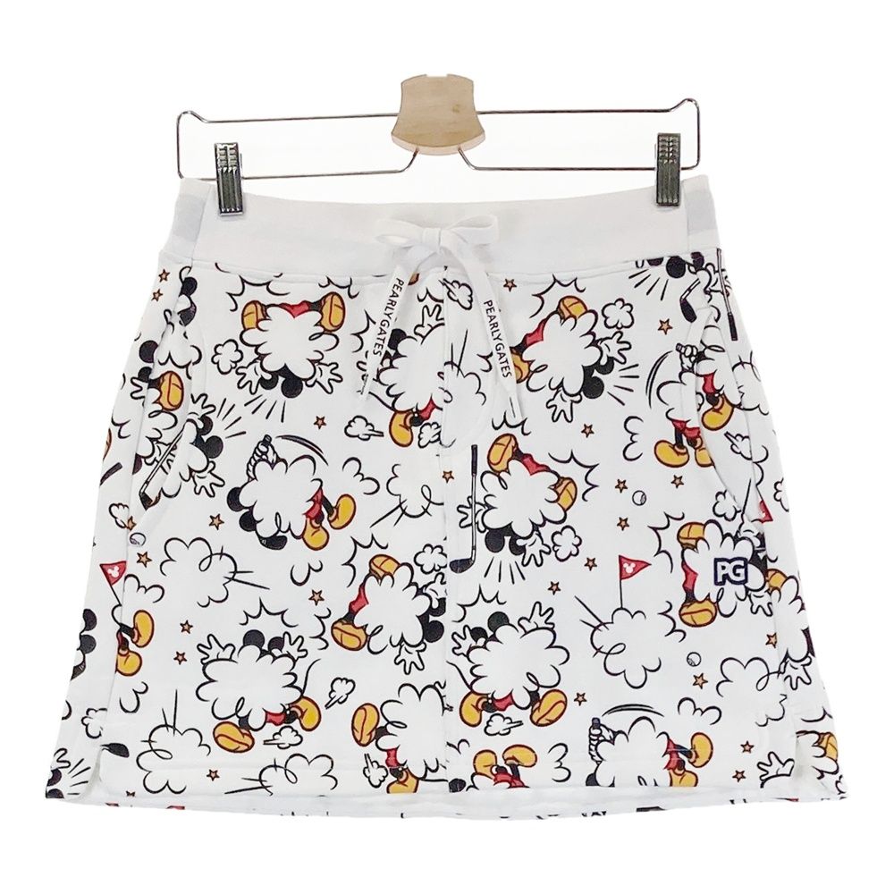 サイズ 1 PEARLY GATES パーリーゲイツ ×Disney 055-1234030 裏起毛 スウェットスカート ミッキー 総柄 ホワイト系 ゴルフウェア レディース ストスト
