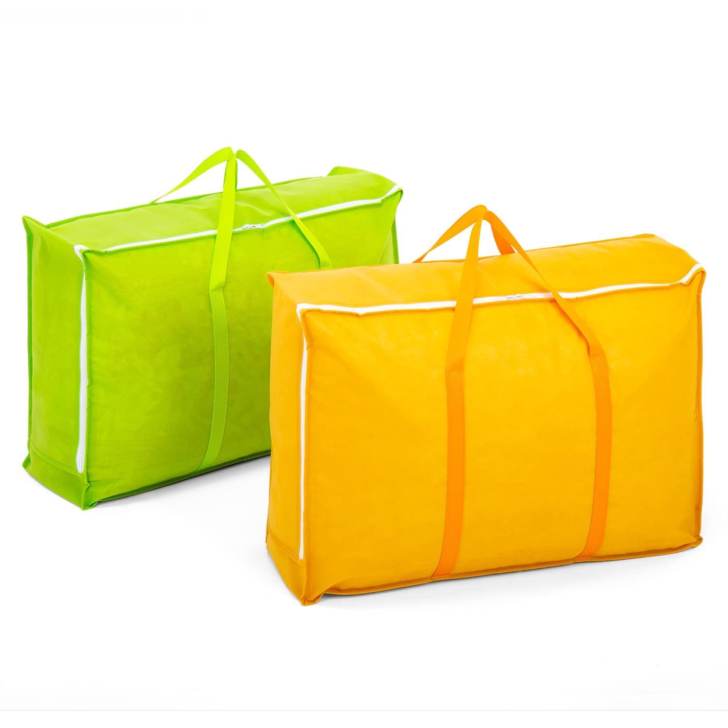 イエローグリーン オレンジ 組 不織布 シングルサイズ 収納袋 羽毛布団用 布団収納バッグ 折りたたみ 収納ケース 持ち手付き アストロ 619-33