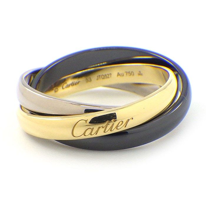 カルティエ Cartier リング トリニティ ブラック セラミック K18YG K18WG 13号 | 53