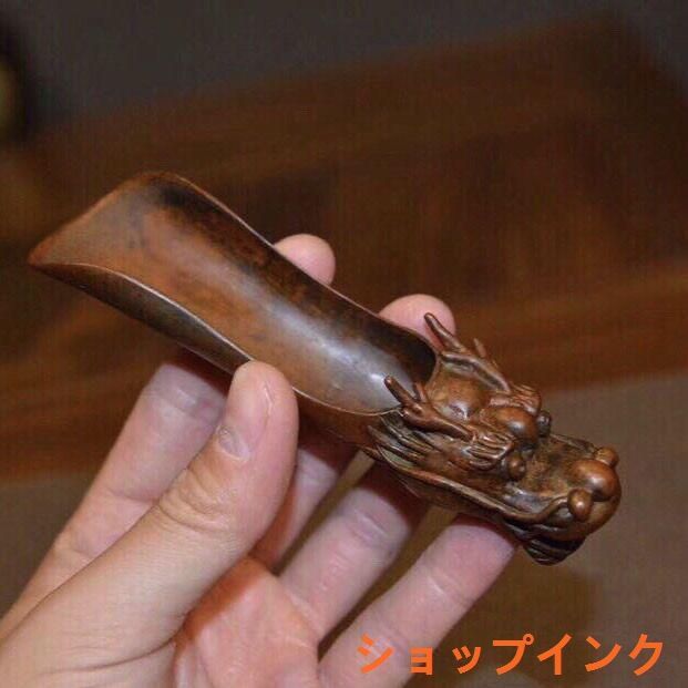 銅 細工 茶葉タックル 十二支竜頭茶杓 茶道具 現代工芸品 置物