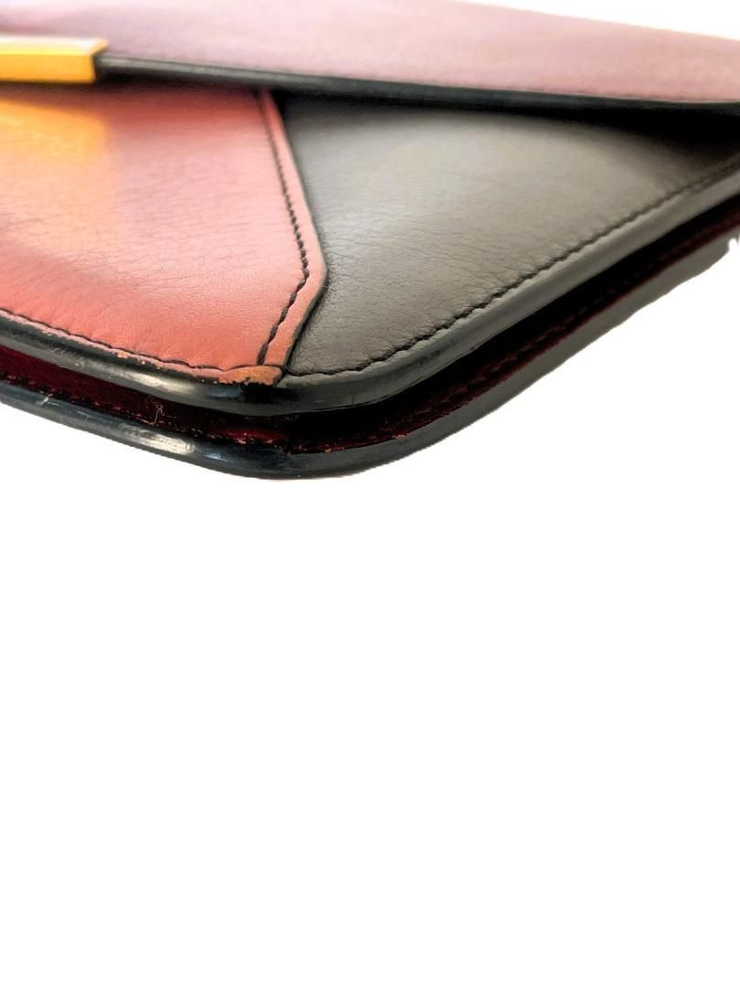 FENDI フェンディ クラッチバッグ レザー ボルドー トゥー
