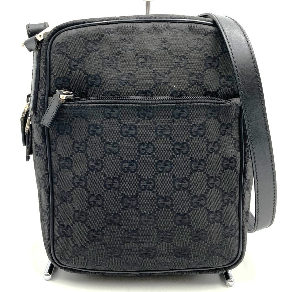 GUCCI グッチ 斜め掛けショルダーバッグ GGキャンバス ブラック 黒 レディースファッション - メルカリ