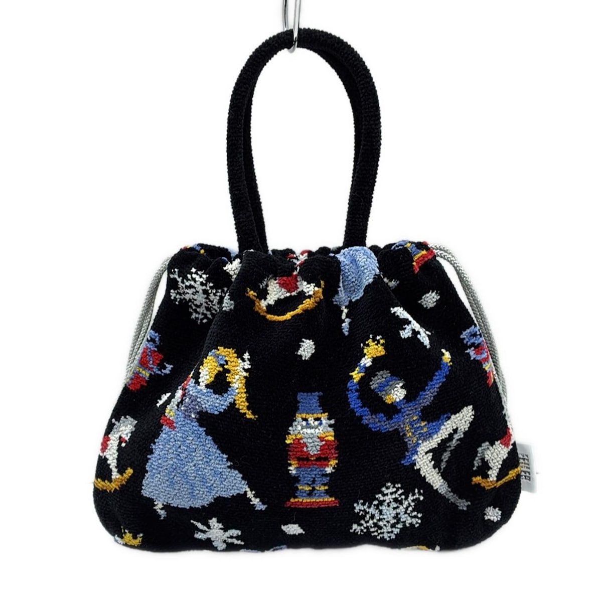 新品フェイラー カスノワゼット 巾着バッグ ハンカチ FEILER(フェイラー) ハンドバッグ美品 - 黒×ライトブルー×マルチ