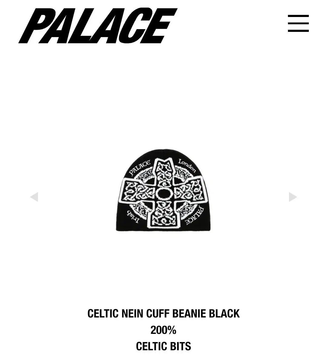 PALACE セルティックFC アトリエナイン カフ ビーニー ブラック