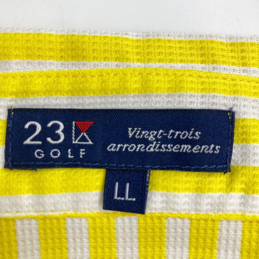 23区ゴルフ ポロシャツ ウェア イエロー ストライプ Mサイズ サイズ：LL 23区GOLF ニジュウサンクゴルフ 半袖 ポロシャツ