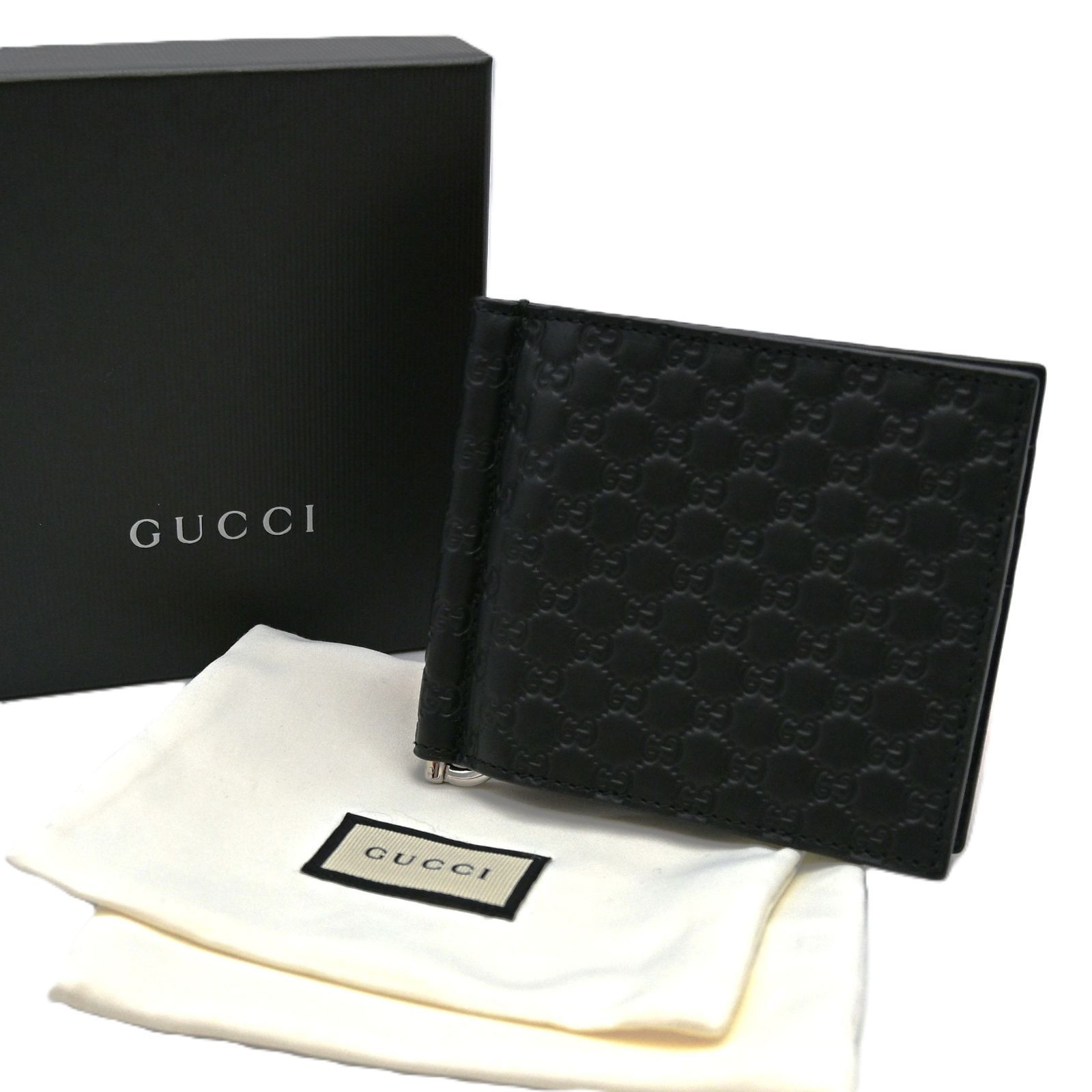 GUCCI グッチ マイクロシマ レザー マネークリップ ブラック