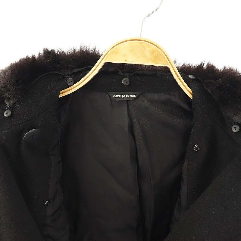良品　コムサデモード　チェスターコート　黒 カシミヤ100%レディース　M コムサデモード COMME CA DU MODE チェスターコート カシミヤ
