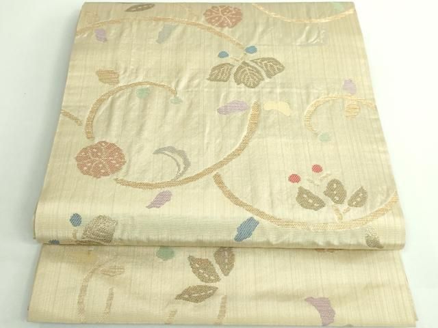 平和屋着物 上 洛風林 工芸帯地 九寸開き名古屋帯 唐草花文 金糸 DZAA9529kh5
