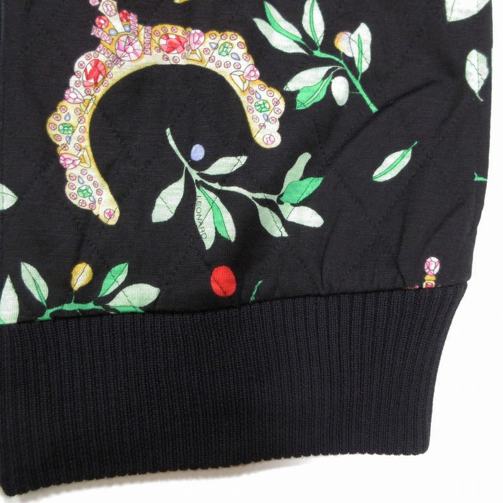 レオナール LEONARD  FLOWER キルティング ベスト ジップアップ 総柄 ウール ジレ L ブラック ur24 【中古】 レオナール LEONARD ROYAL FLOWER キルティング ベスト ジップ