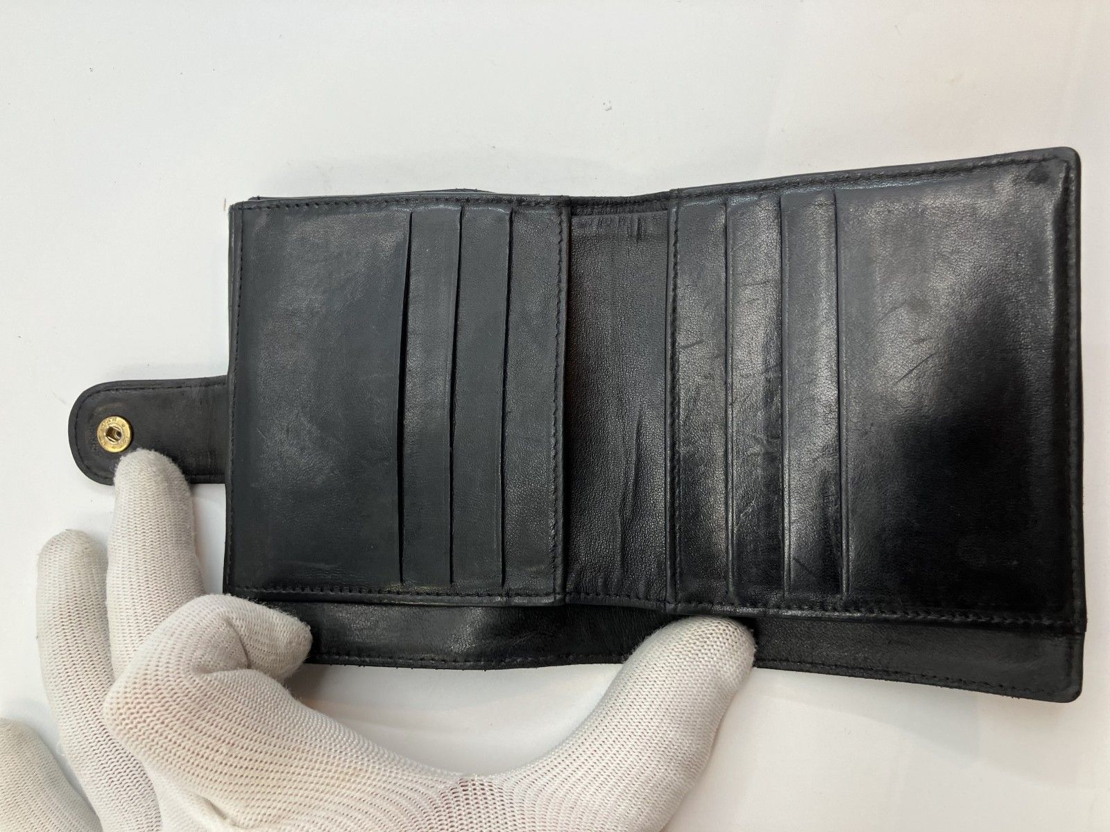 シャネル エナメル 2つ折りコンパクト財布 ブラック 11.5×10cm シール