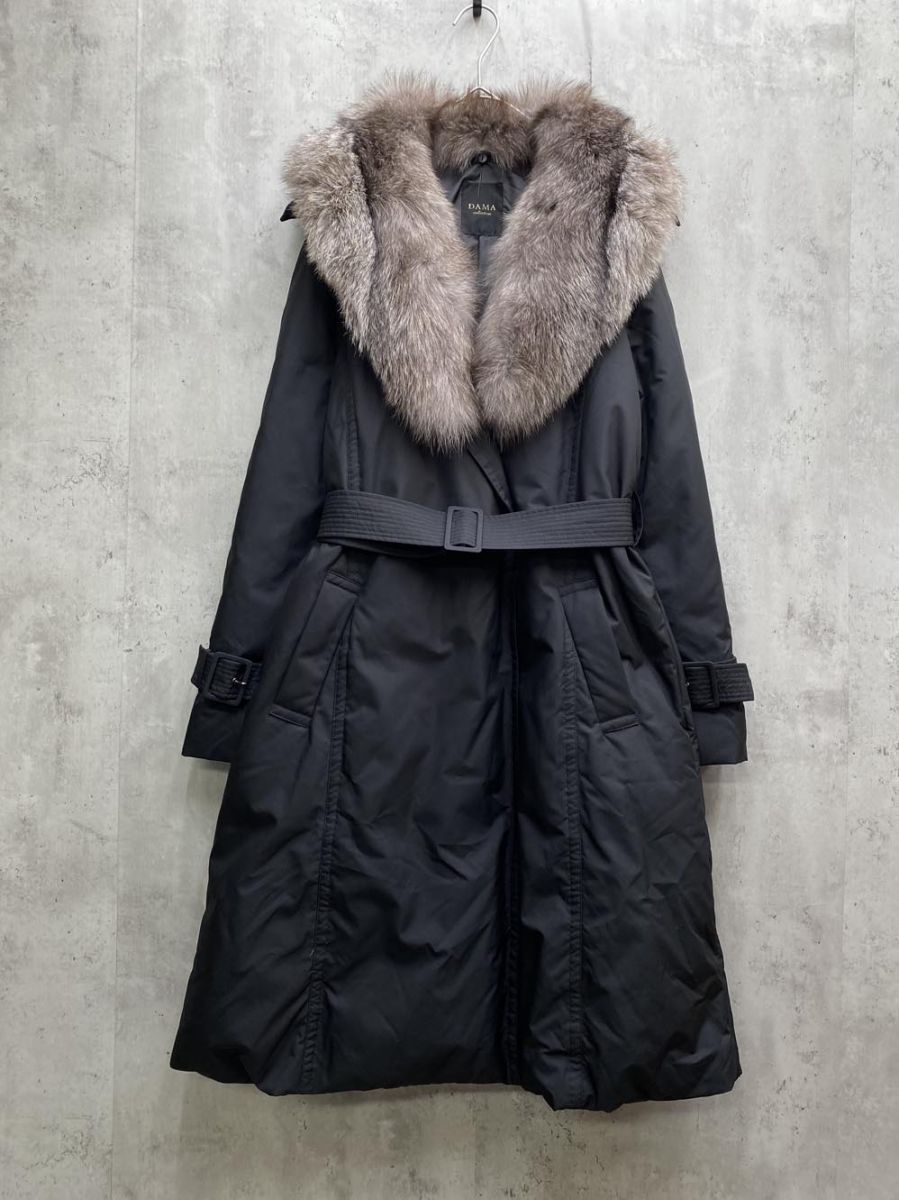 DAMA collection ダーマ フォックスファー ダウン コート size9AR 黒 ◆ ◎レディース