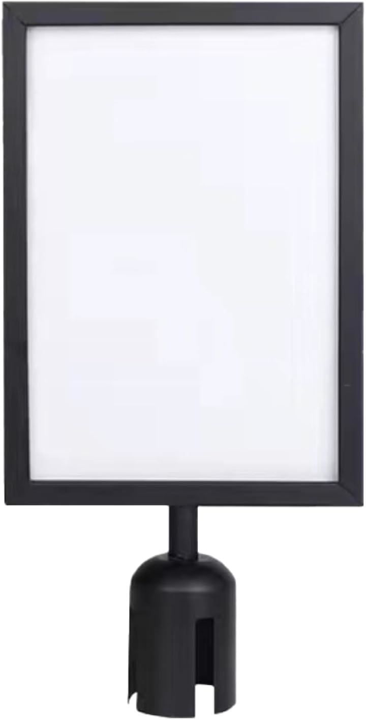 nijimomo 案内板 ベルトパーテーション取付用 縦横対応 黒縁 60mm支柱対応 メニュー 掲示(ブラック，  A4)