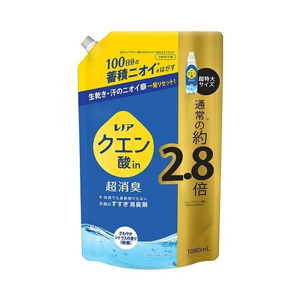 まとめ P＆Gレノア クエン酸in超消臭 さわやかシトラスの香り 微香 つめかえ用 超特大 1080mL 1個 ×3セット
