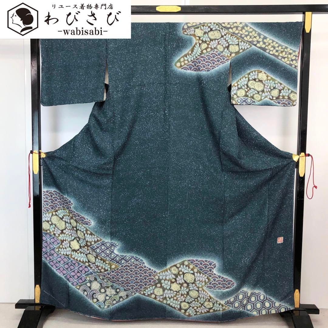 訪問着 トールサイズ ガード加工染め絞り 手描き 箔 刺繍 大㐂百花 K-2699 訪問着 辻が花絞り 木蘭色 ガード加工 トールサイズ