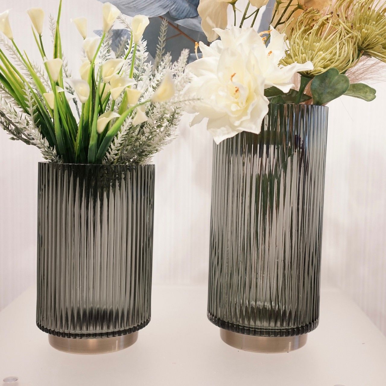 フラワーベース 新品 ガラス 造花付き 花瓶 オブジェ フラワーベース ガラス 花瓶 造花付き モダン 北欧 オブジェ