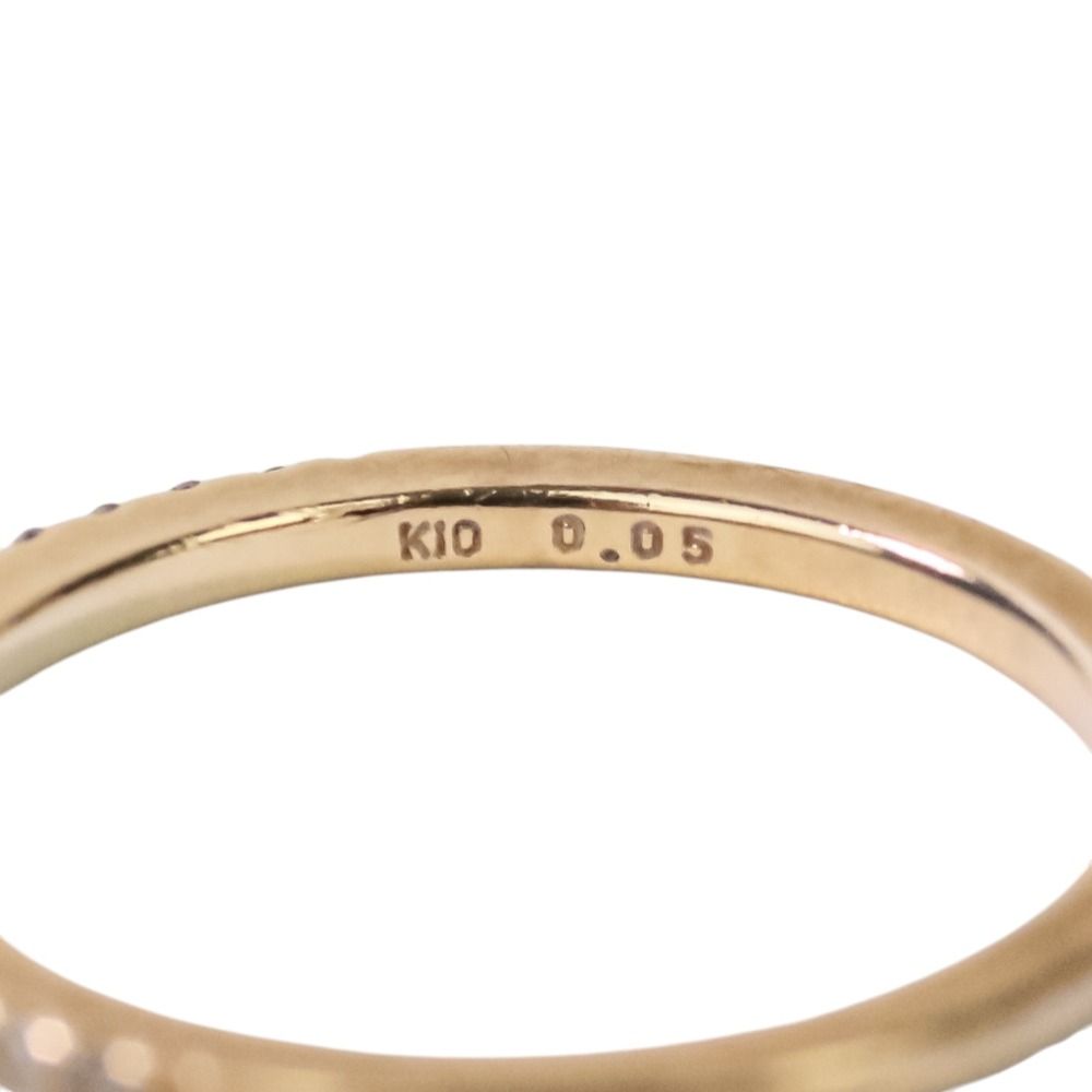 アガット K10 リング 9号 ダイヤモンド ミックス ハーフエタニティ 美品 良品 agete アガット K10 ハーフエタニティ ダイヤモンド